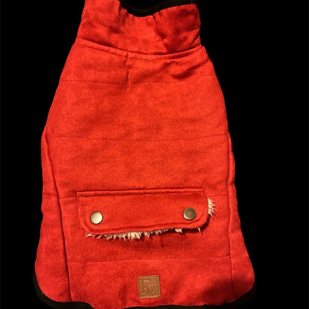 Friends Forever by JLA Pets Red Dog Coat with Sherpa Lining - Size Medium